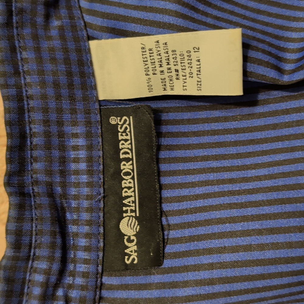 Women's Sag Harbor Blue/Black Checked Top/Blue Pants, Size 12 - Picture 3 of 4